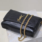 Saint Laurent Reversible Kate Medium In Crocodile-Embossed Leather Black